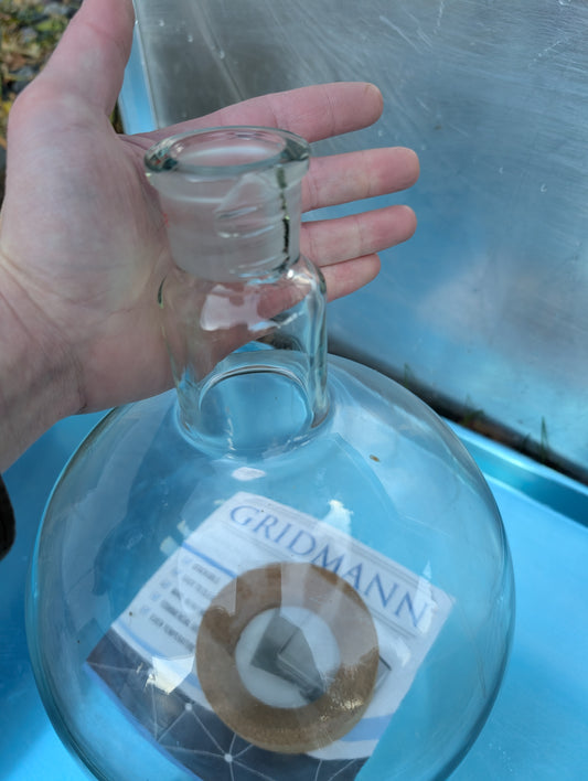 5000ml Extra Heavy Borosilicate Glass Receiving Flask — 29/42 Standard Taper — Chipped — 50% Off